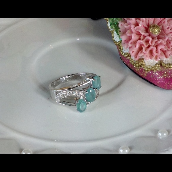 Genuine Rare Green Grandidierite & Zircon Ring - Picture 8 of 8